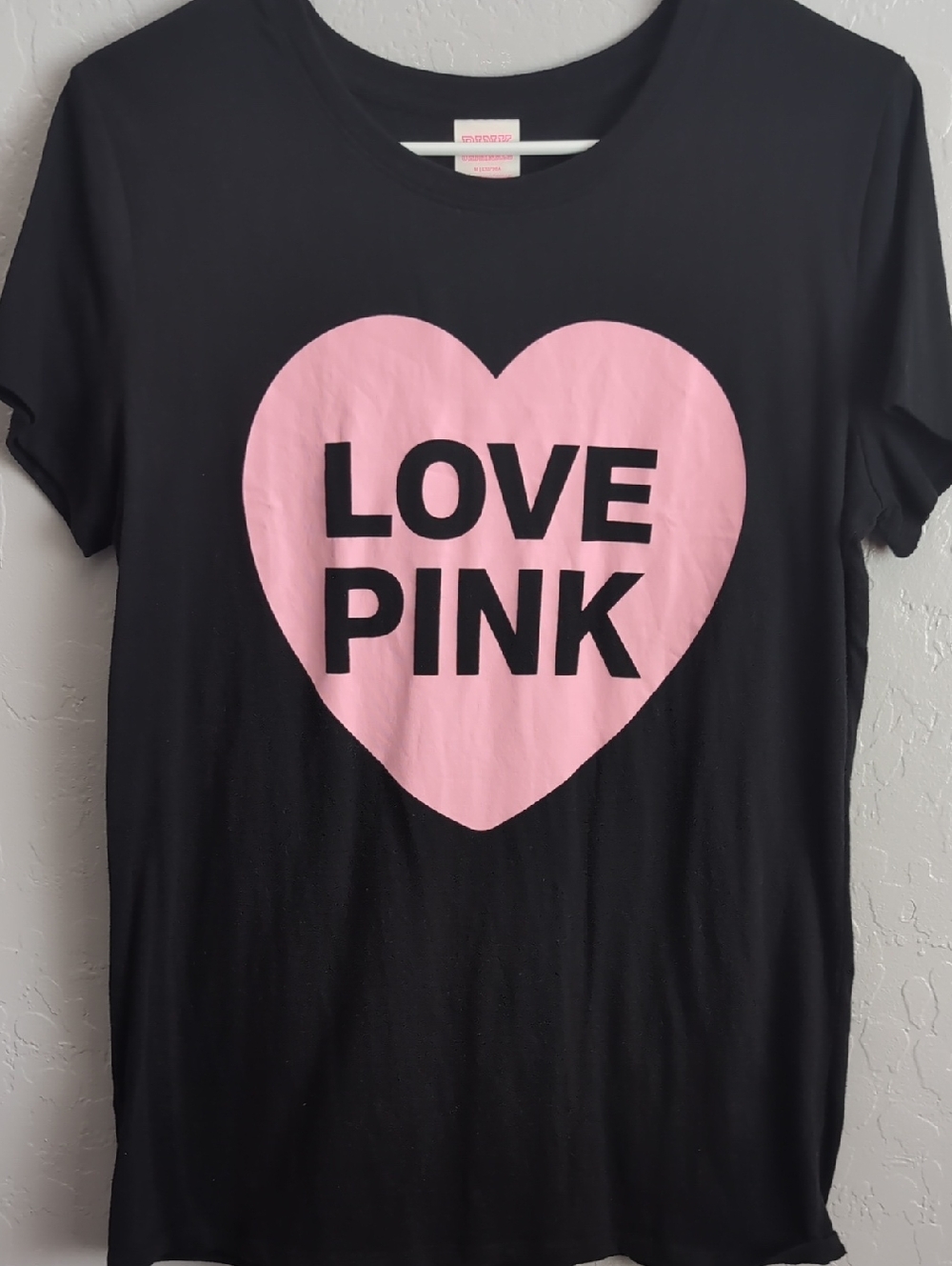 PINK Victoria's Secret Black Tee with Pink Logo Tag